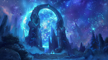 World of Warcraft Portal Fantasy -, video game, World of Warcraft, portal, starry sky, fantasy HD wallpaper