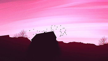 Pink Pop Evening House Minimal , house, hut, synthwave, artist, artwork, digital-art, deviantart HD wallpaper
