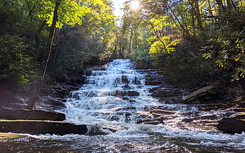 Minnihaha Falls, Georgia, forest, river, cascades, trees, autumn, usa HD wallpaper
