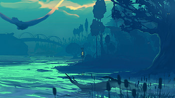 Art, Rivers, Shore, Bank, Dark, Silhouette HD wallpaper