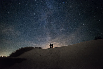 Night, Dark, Silhouettes, Starry Sky, Hill HD wallpaper