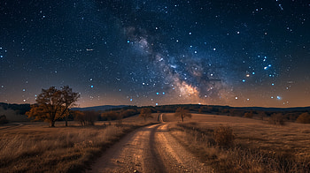 Milky Way Night Road -, Milky Way, starry sky, road, nature HD wallpaper