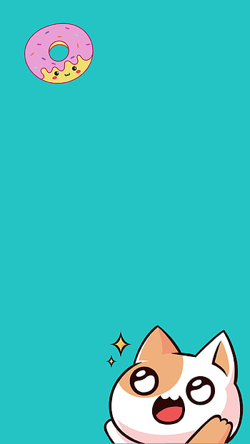 quiero mi donut, gato, kawaii HD phone wallpaper