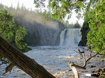 High Falls at Tettegouche, river, waterfall, nature, mountain HD wallpaper