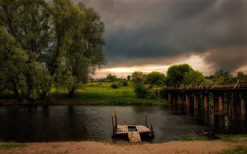 Nature, Rivers, Grass, Pier, r HD wallpaper