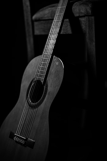 Guitar, Music, Dark, Musical Instrument, Bw, Chb HD phone wallpaper