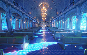Church, anime, interior, art HD wallpaper