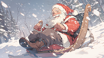 Holiday Cheer with Santa on Sled - Christmas, Santa, sled, holiday, Christmas HD wallpaper
