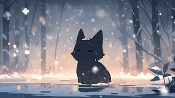 Mystical Black Cat in Snowy Forest -, Black Cat, Animal, cat HD wallpaper