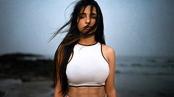 Black Hair Flying Over Face, girls, model HD wallpaper