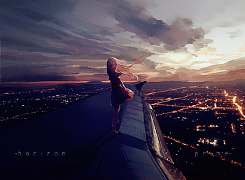 Night, cityscape, anime girl, night out, dark HD wallpaper