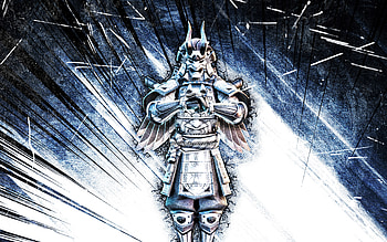 Corrupted Shogun, grunge art, Fortnite Battle Royale, Fortnite characters, blue abstract rays, Corrupted Shogun Skin, Fortnite, Corrupted Shogun Fortnite HD wallpaper