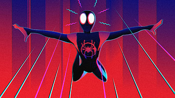 Spider-verse, superhero, spider-man, jump, art HD wallpaper