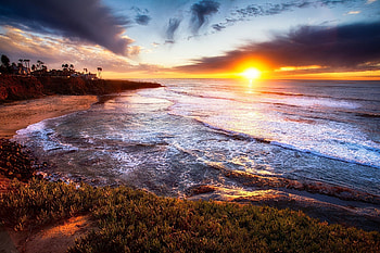San Diego California sunset, Beautiful landscape, Vibrant colors, Coastal beauty HD wallpaper
