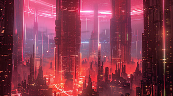 Crimson Nexus City, Sci Fi, sci fi city, red aesthetic, futuristic, cityscape HD wallpaper