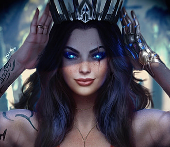 Vampire queen, shikarii, blue, fantasy, face, girl, vampire, queen HD wallpaper