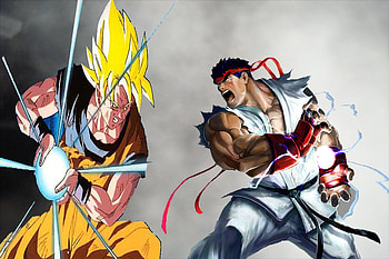 Goku or Ryu? you choose, goku, clash, ryu, vs HD wallpaper