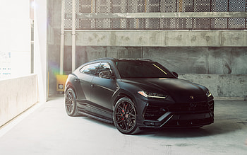 Lamborghini Urus, , front view, exterior, matte black Urus, Vossen, Urus tuning, Vossen HF-5, Italian cars, Lamborghini HD wallpaper