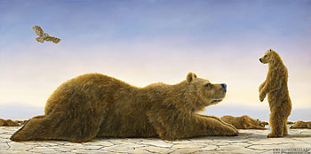 The dream, urs animal art, robert bissell, painting, bear, fantasy, pictura HD wallpaper