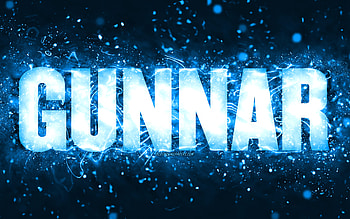 Happy Birtay Gunnar, , blue neon lights, Gunnar name, creative, Gunnar Happy Birtay, Gunnar Birtay, popular american male names, with Gunnar name, Gunnar HD wallpaper