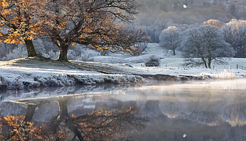 Lake, winter, nature, snow HD wallpaper