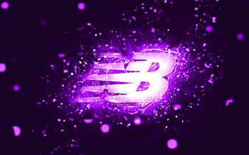 New Balance violet logo, , violet neon lights, creative, violet abstract background, New Balance logo, fashion brands, New Balance HD wallpaper