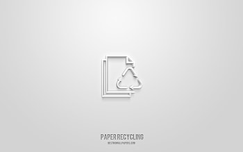 Paper Recycling 3d icon, white background, 3d symbols, Paper Recycling, ecology icons, 3d icons, Paper Recycling sign, ecology 3d icons HD wallpaper