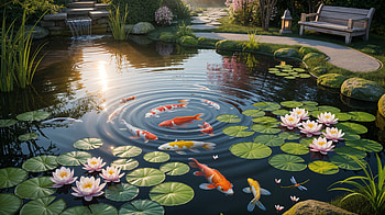 Water Garden — Koi Pond Serenity, Water Garden, Koi, Pond, Water Lily HD wallpaper