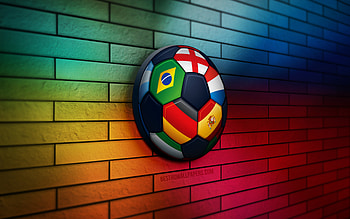 Football World Cup 3D icon, , colorful brickwall, creative, 3D icons, Football World Cup icon, sports icons, 3D art, Football World Cup HD wallpaper