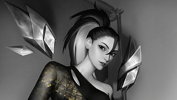 Kaisa Kda Monochrome , kaisa-league-of-legends, league-of-legends, games, monochrome, black-and-white HD wallpaper