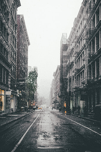 Cities, Winter, City, Fog, Street, Snowfall HD phone wallpaper