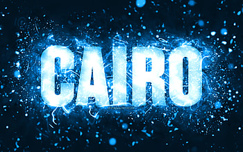 Happy Birtay Cairo, , blue neon lights, Cairo name, creative, Cairo Happy Birtay, Cairo Birtay, popular american male names, with Cairo name, Cairo HD wallpaper