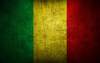 Mali metal flag, grunge art, African countries, Day of Mali, national symbols, Mali flag, metal flags, Flag of Mali, Africa, Mali HD wallpaper