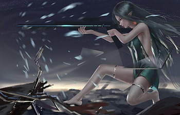 Anime Girl Shooting Gun At Point, anime-girl, anime, artist, artwork, gun HD wallpaper
