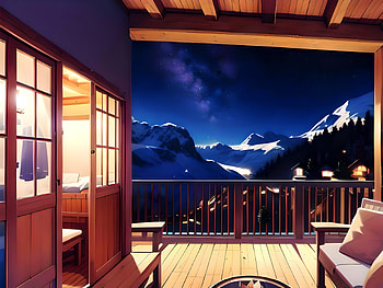 A chalet in the Alps, AI Art, Anime, landscape, anime landscape HD wallpaper