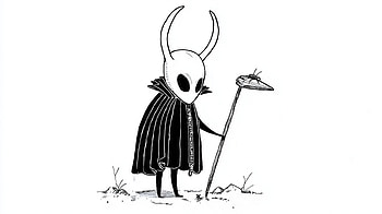 Silksong Noir: Hollow Knight B&W, video game, Hollow Knight, Hollow Knight: Silksong, Black & White HD wallpaper