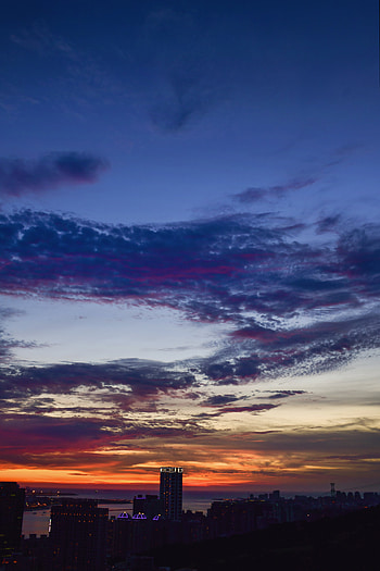 Cities, Sunset, Twilight, City, View From Above, Overview, Review, Dusk, View HD phone wallpaper