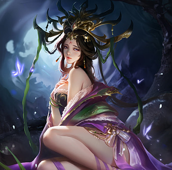 Fantasy girl, girl, frumusete, pink, blue, fantasy, yiqian zhang HD wallpaper