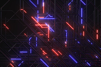 Abstract, neon lights, circuit lines HD wallpaper