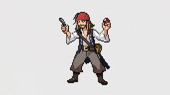 Jack Sparrow 8 Bit, jack-sparrow, 8-bit, pirates-of-the-caribbean, movies, minimalism, minimalist, white, artist, artwork, digital-art HD wallpaper