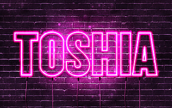 Happy Birtay Toshia, , pink neon lights, Toshia name, creative, Toshia Happy Birtay, Toshia Birtay, popular japanese female names, with Toshia name, Toshia HD wallpaper