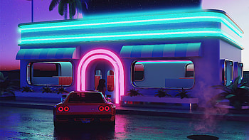 Night Dinner Retrowave , retrowave, neon, artist, artwork, digital-art HD wallpaper