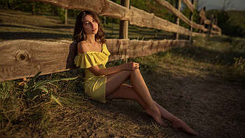 Dreamer, cowgirls, ranch, fence, corral, brunettes, dress HD wallpaper