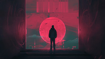 The Retrowave Door , retrowave, artist, artwork, digital-art, artstation, alone HD wallpaper