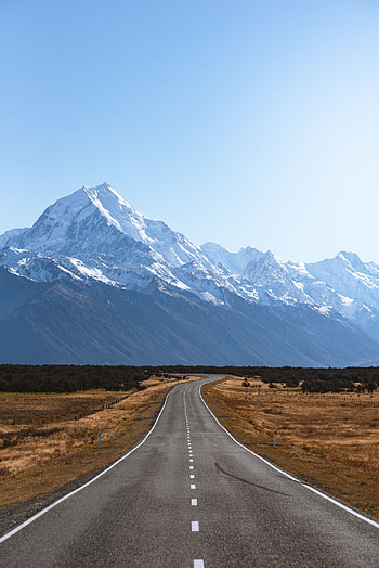 Nature, Mountains, New Zealand, Road, Markup, Mountain Cook, Mount Cook HD phone wallpaper