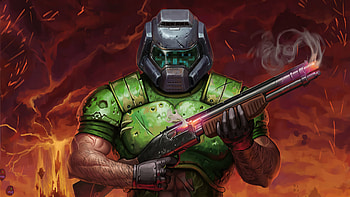 Doom Marine Artwork, games, artstation HD wallpaper