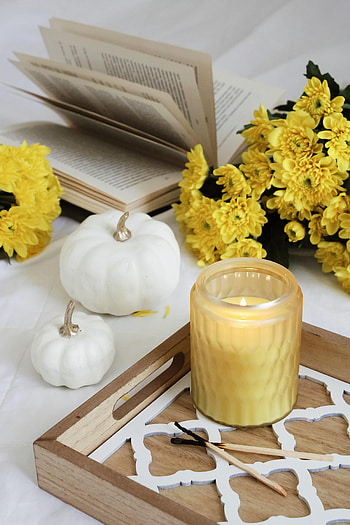 Flowers, Autumn, Miscellanea, Miscellaneous, Book, Candle HD phone wallpaper