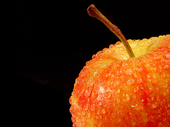 Fresh Apple, black, red, apple, fruits, fresh HD wallpaper