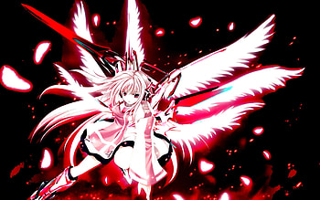 angel warrior?, reosa, wings, sword, angel, vestido, dress, guerrera, blade, pink, rojo, red, cuchilla, espada, alas, warrior HD wallpaper