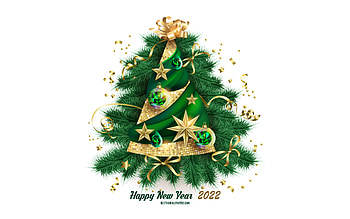 Happy New Year 2022, , Christmas tree, white background, 2022 background with Christmas tree, 2022 greeting card, 2022 background, 2022 concepts, 2022 New Year HD wallpaper